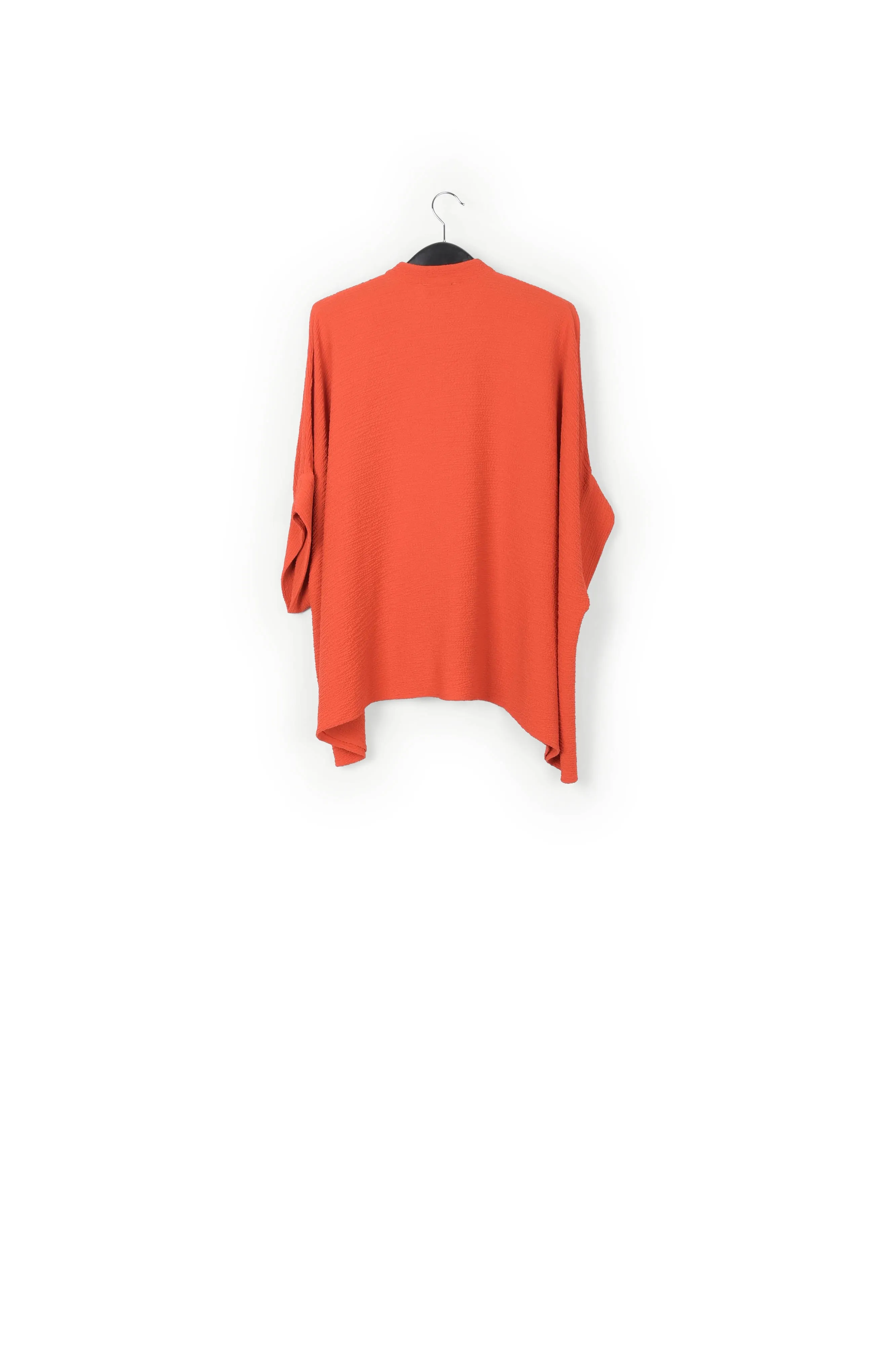 Orange boxy-cut seersucker shirt