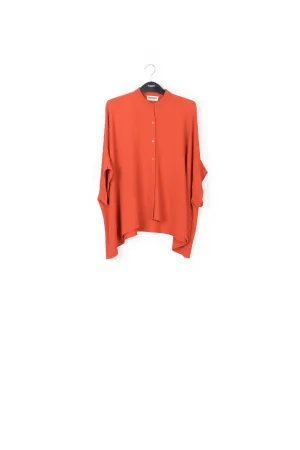 Orange boxy-cut seersucker shirt