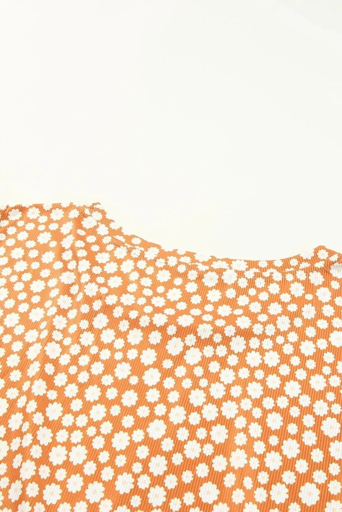 Orange Plus Size Colorblock Blooming Daisy Long Sleeve Flowy Top