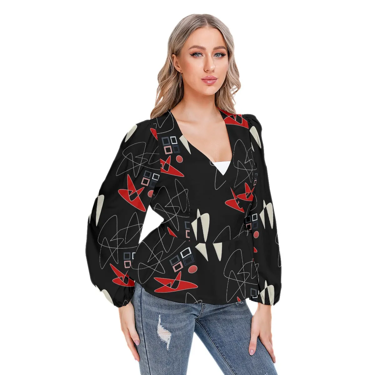 Origen Destination Women's Long-sleeve Flare Peplum blouse