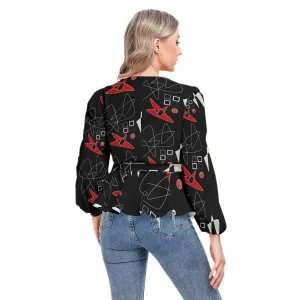 Origen Destination Women's Long-sleeve Flare Peplum blouse