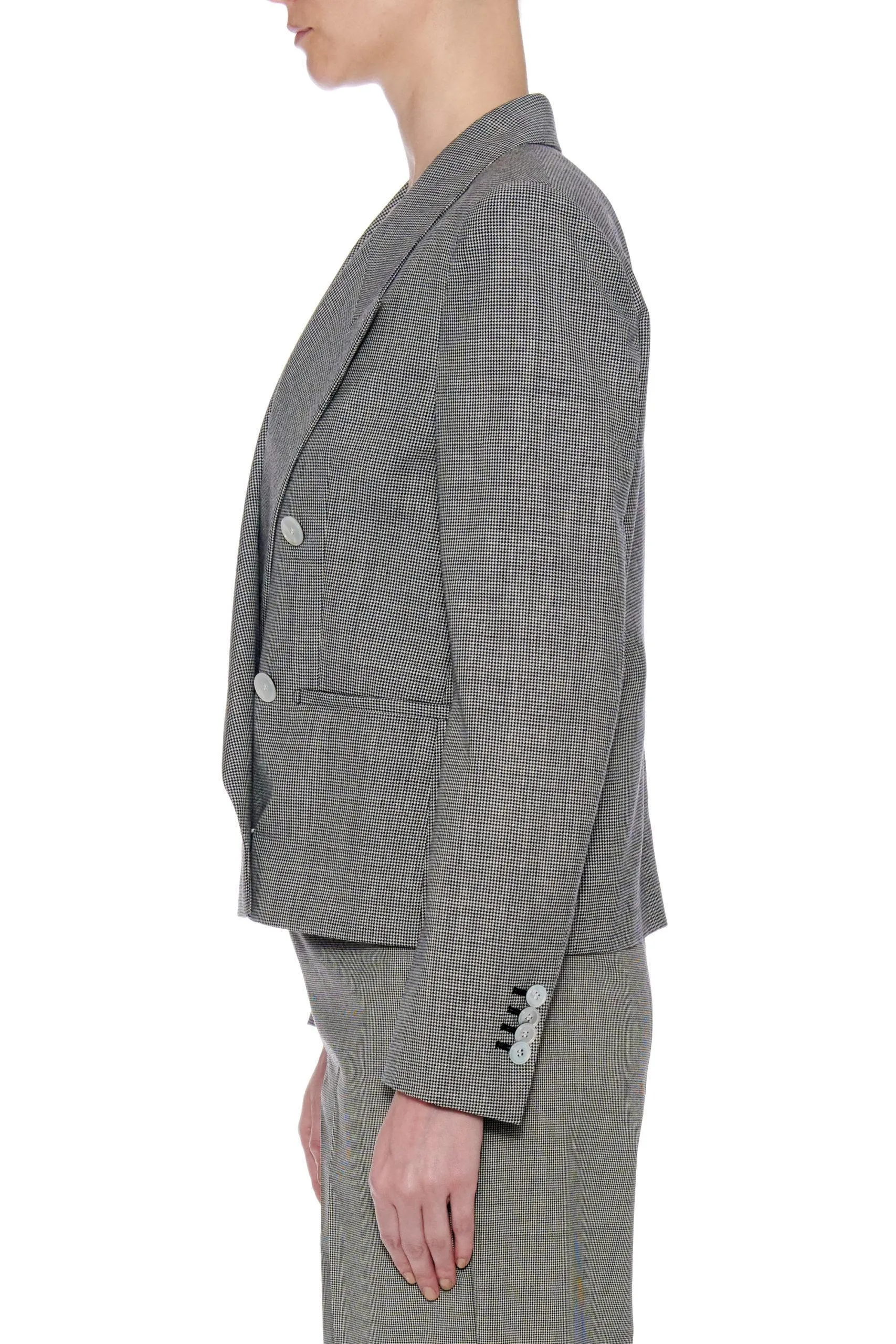 Oviedo Jacket - Peaked lapels, double breasted jacket in houndstooth