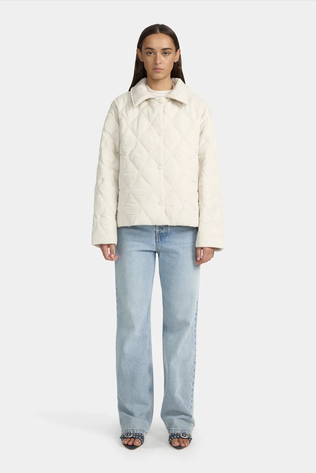 OWNLEY Quinton Cropped Quilted Jacket - Cream