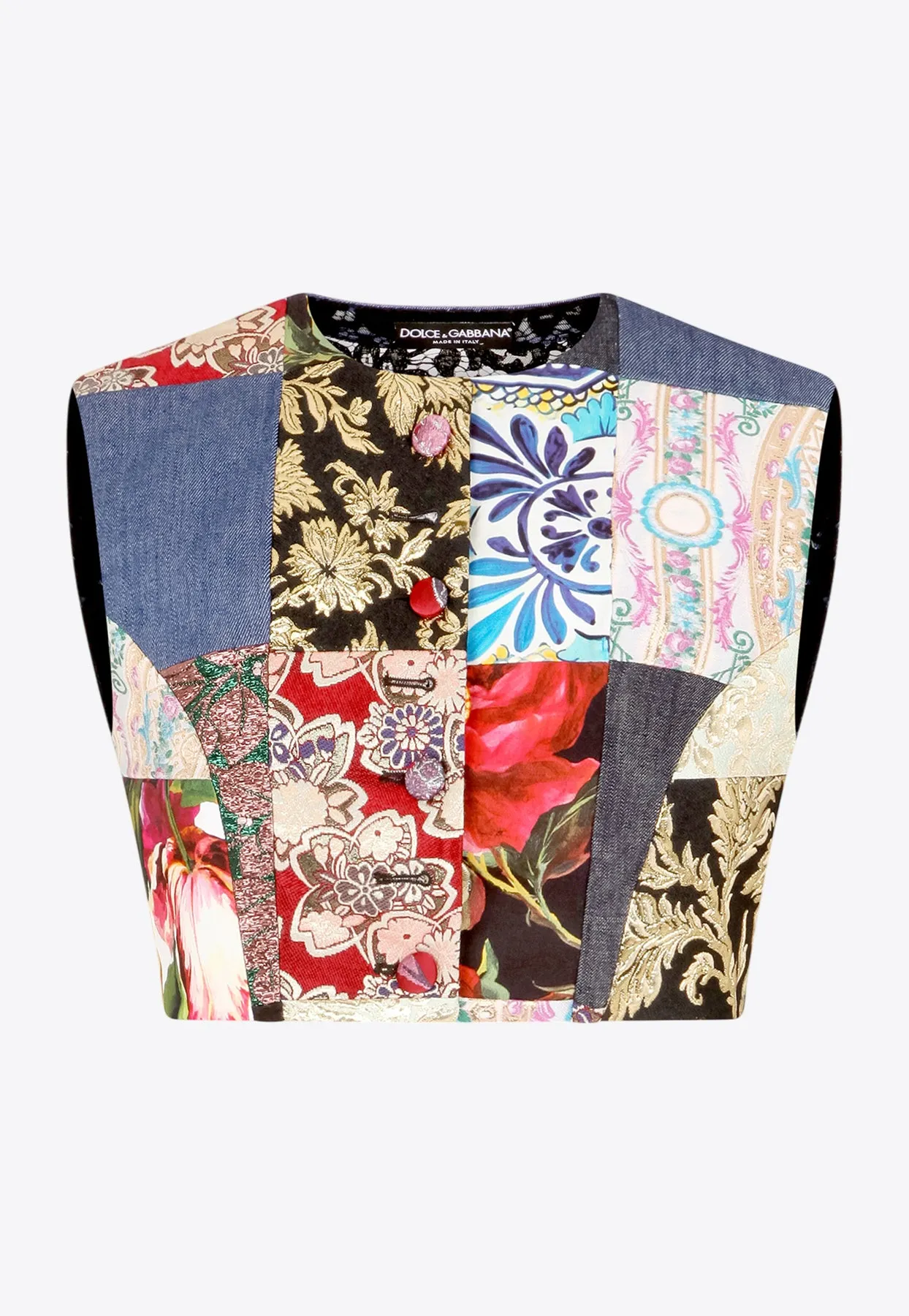 Patchwork Brocade Cropped Vest