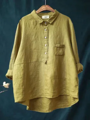 Paula - Women's long-sleeved casual shirt with lapel button