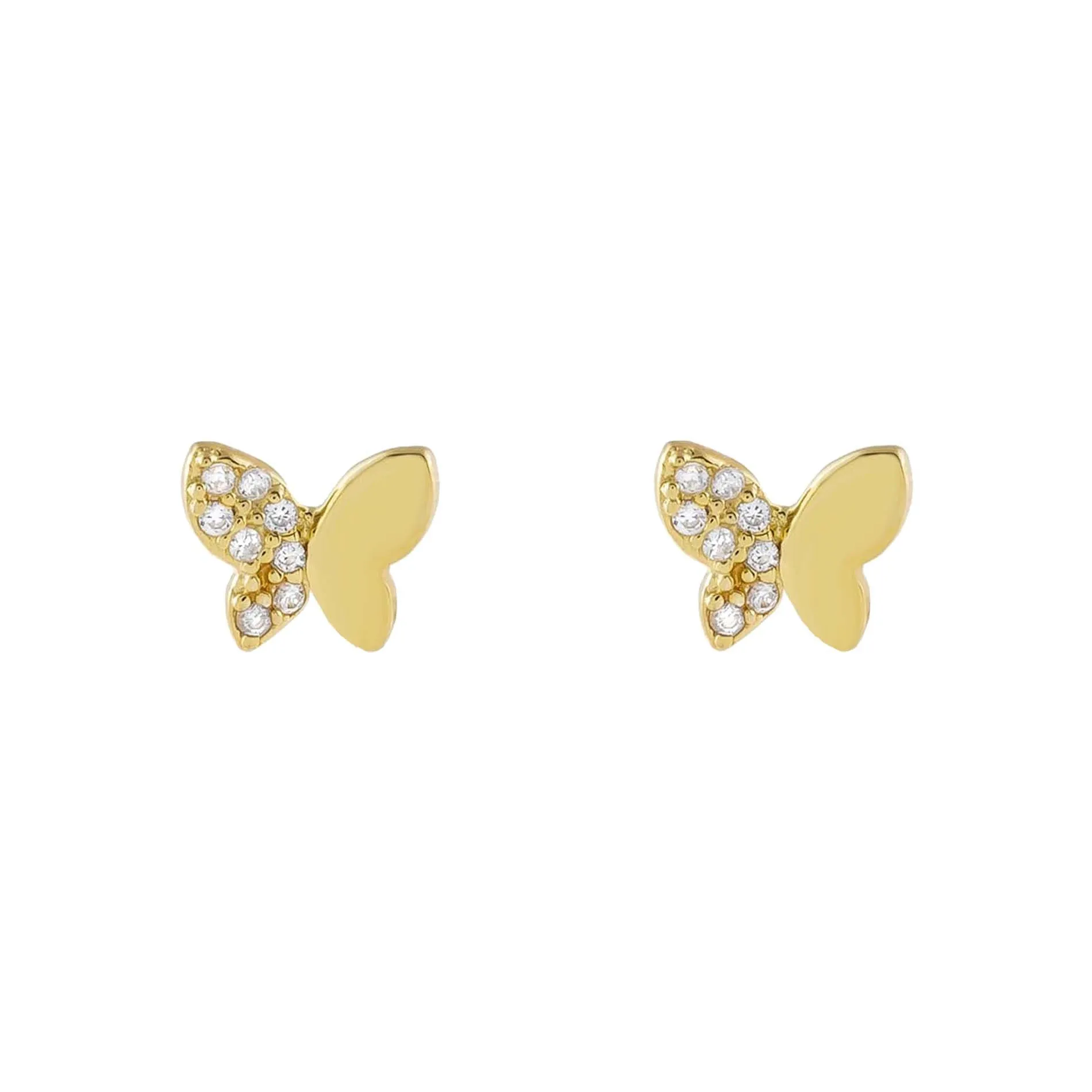 Pavé x Solid Butterfly Stud Earring