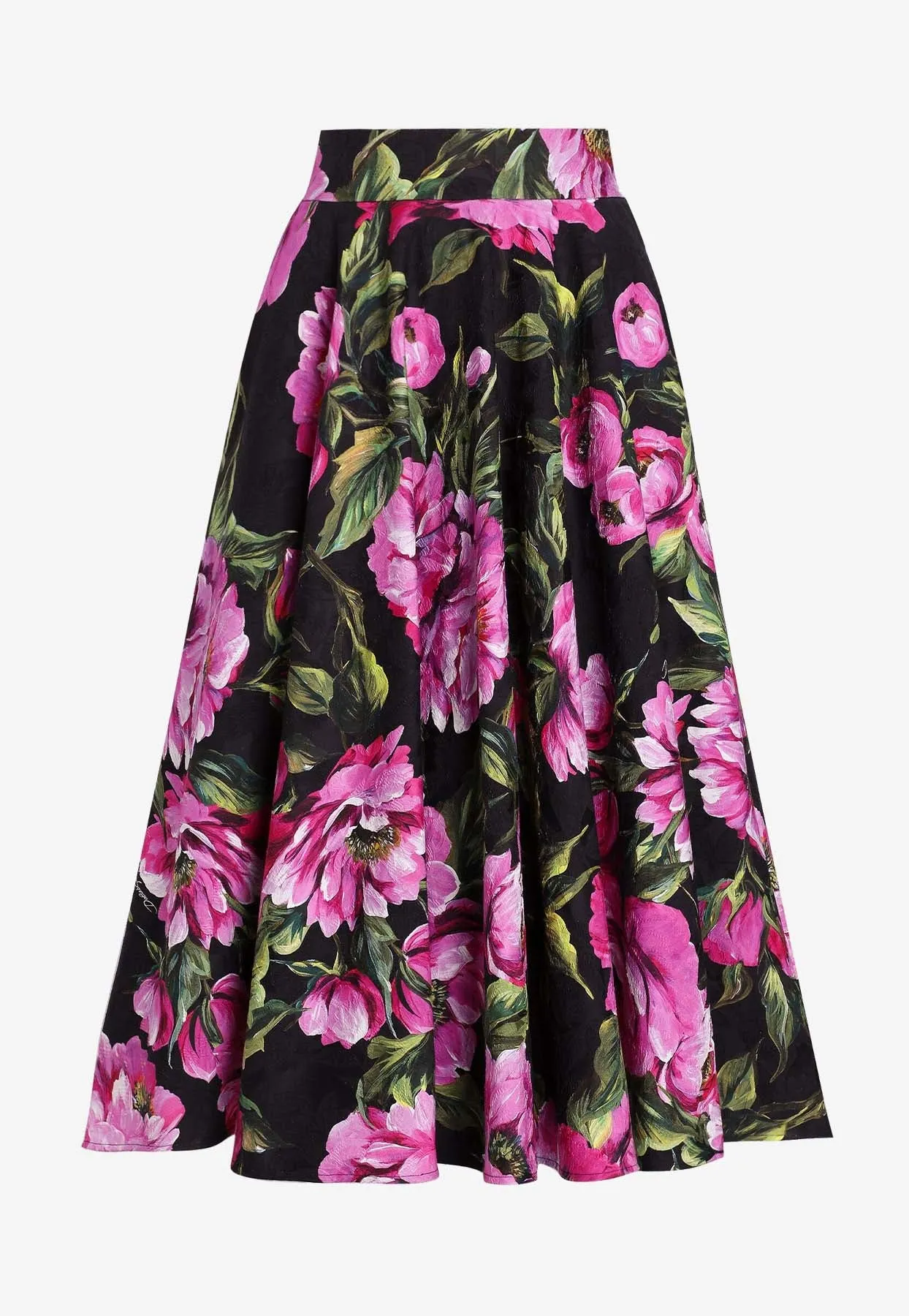 Peony Print Midi Circle Skirt