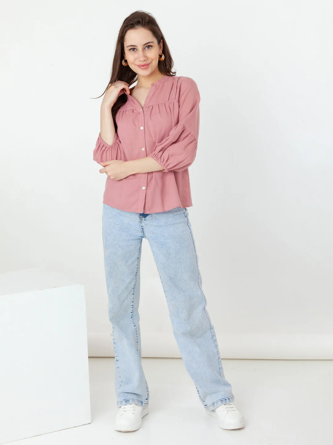 Pink Solid Regular Top