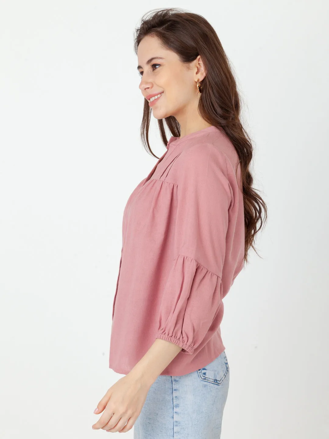 Pink Solid Regular Top