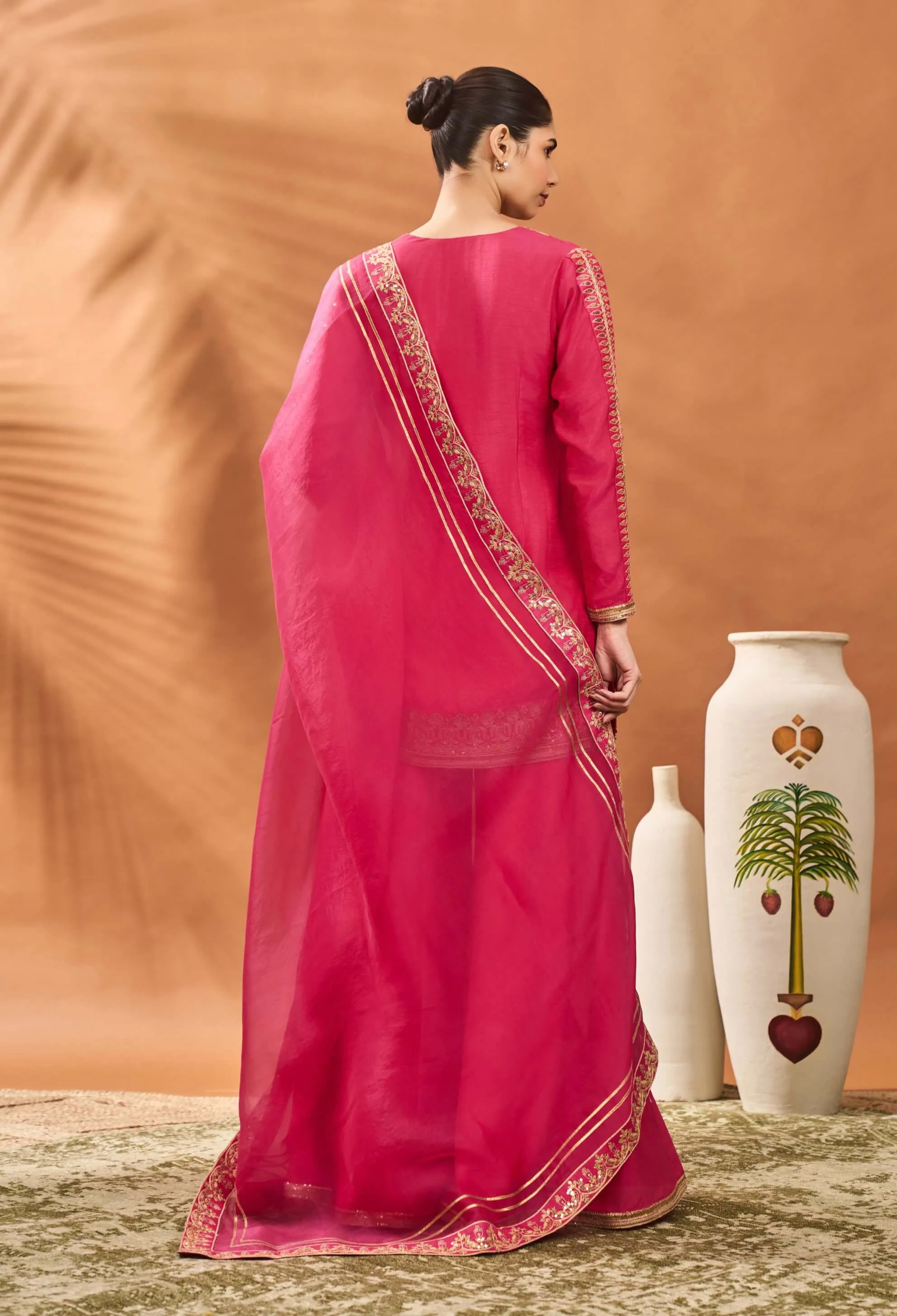 Pink trikone sharara set