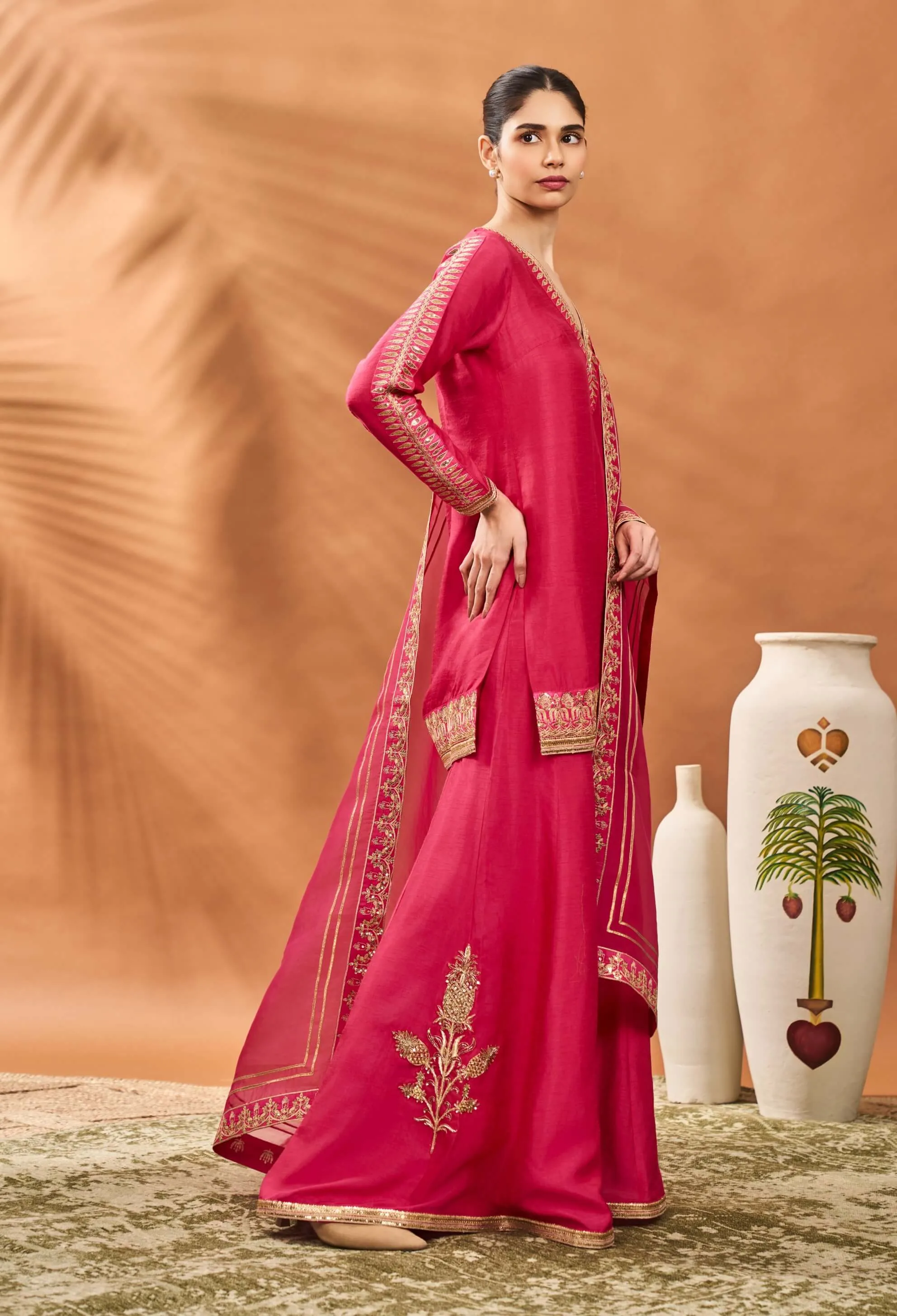 Pink trikone sharara set