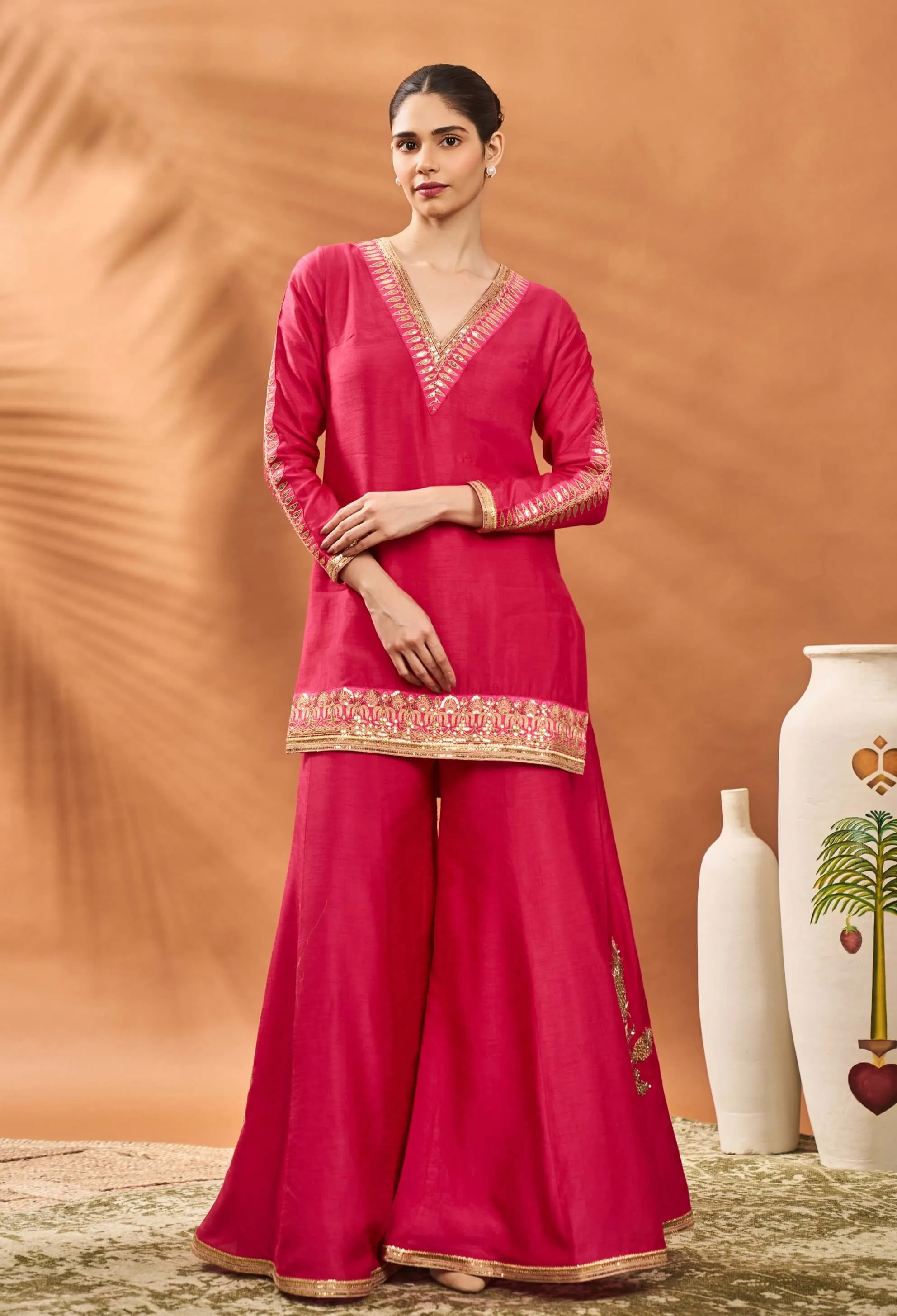 Pink trikone sharara set