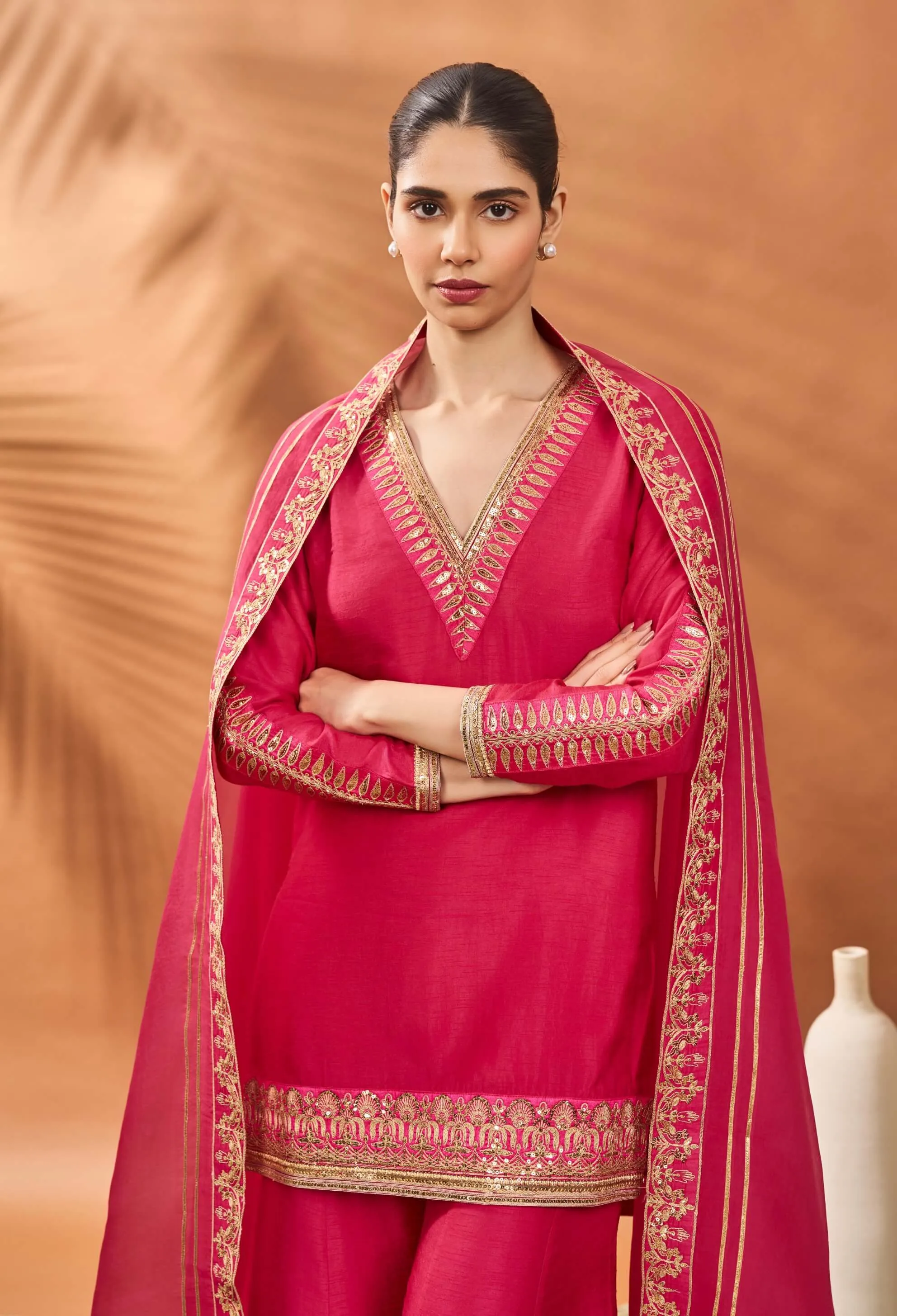 Pink trikone sharara set