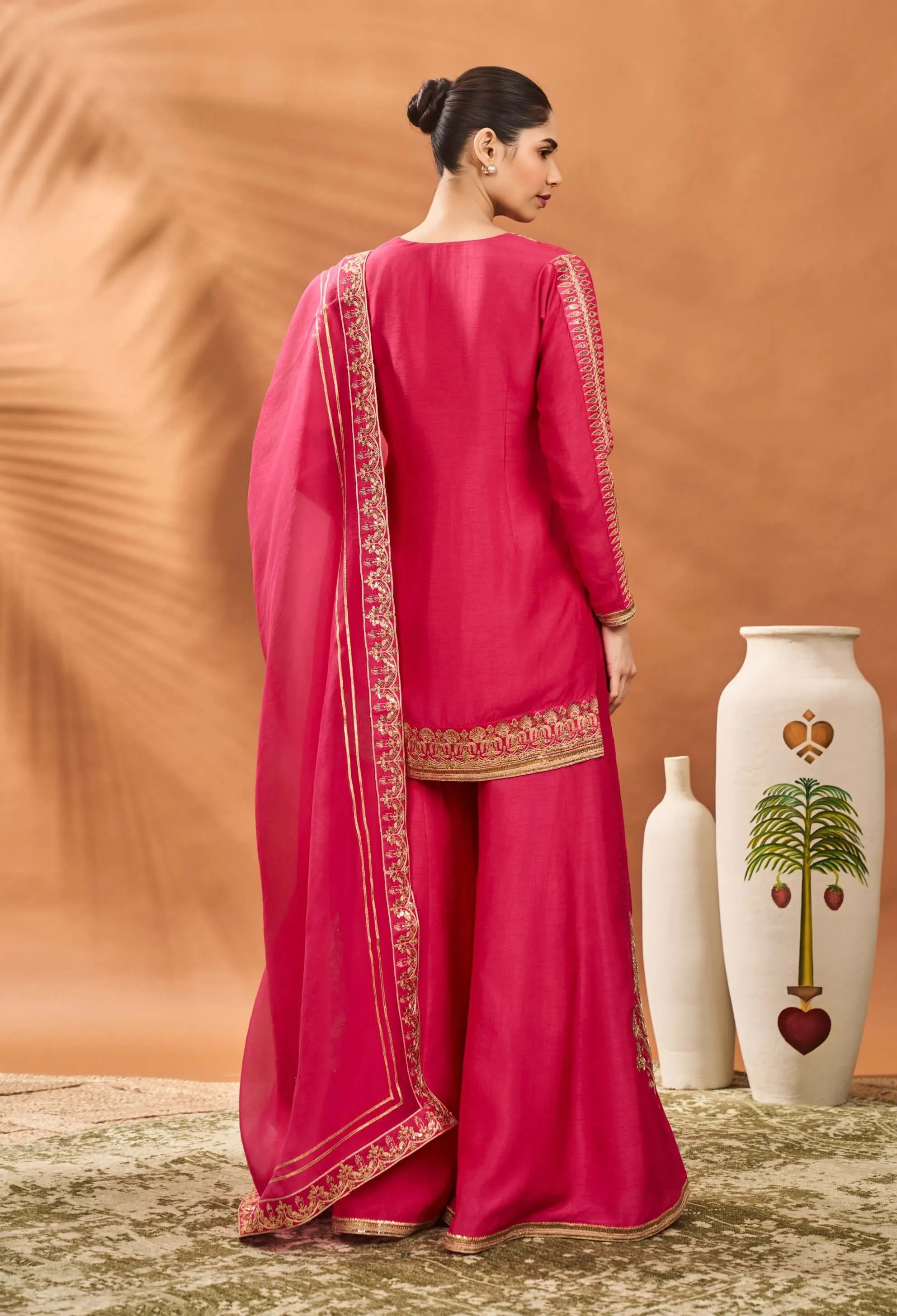 Pink trikone sharara set