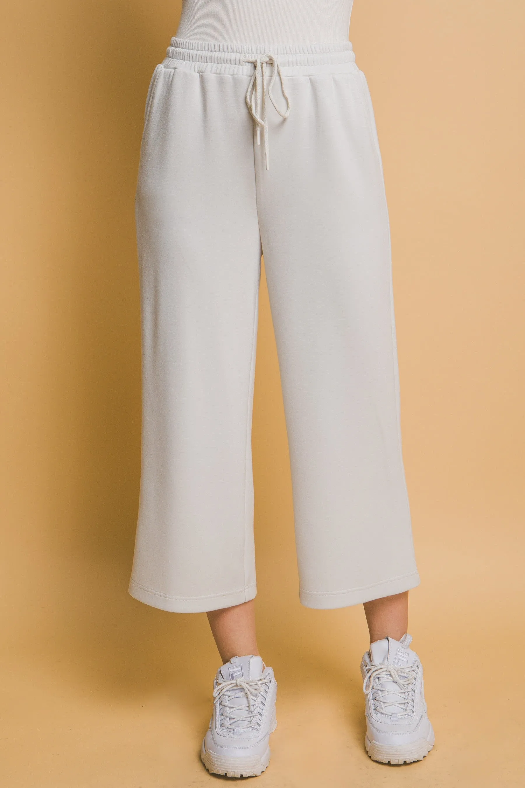 Piper Wide Leg Cropped Pant, Chalk