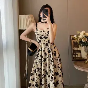 Plus Size Dress Black & White Floral Dress Elegant Chic Party Casual Midi Dress