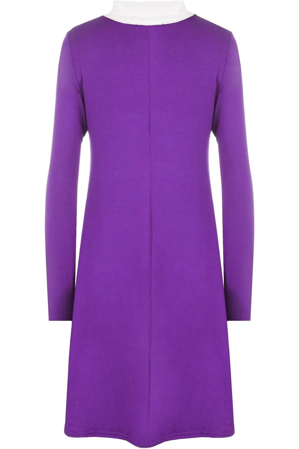 Plus Size Plain Collar Flared Ladies Swing Dress