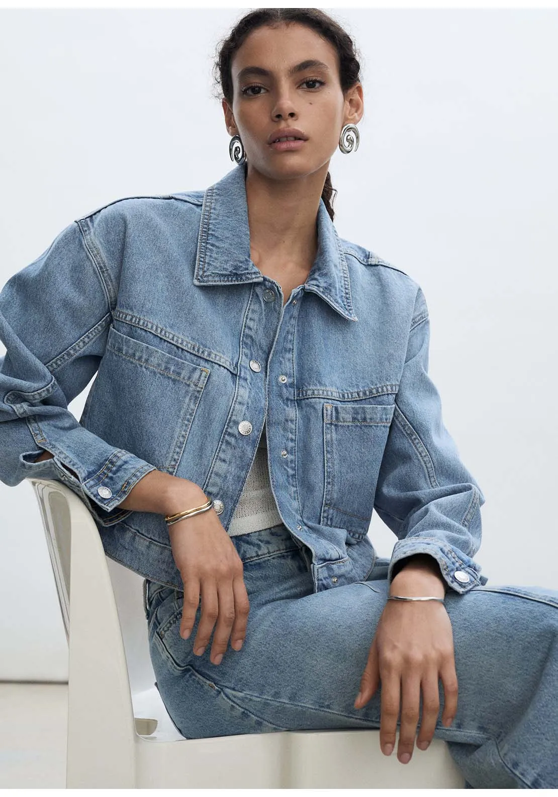 Pocketed denim jacket - Open Blue
