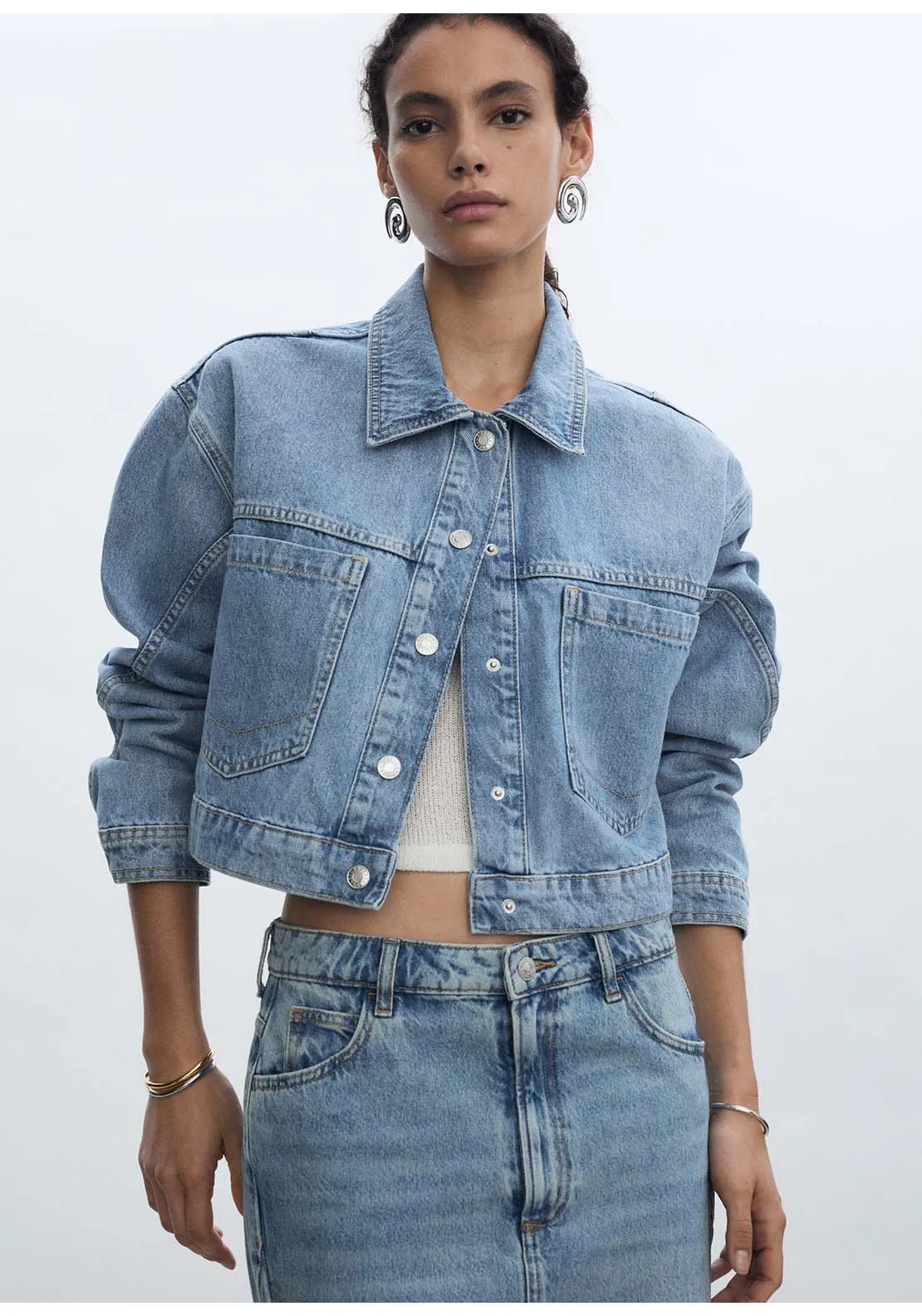 Pocketed denim jacket - Open Blue