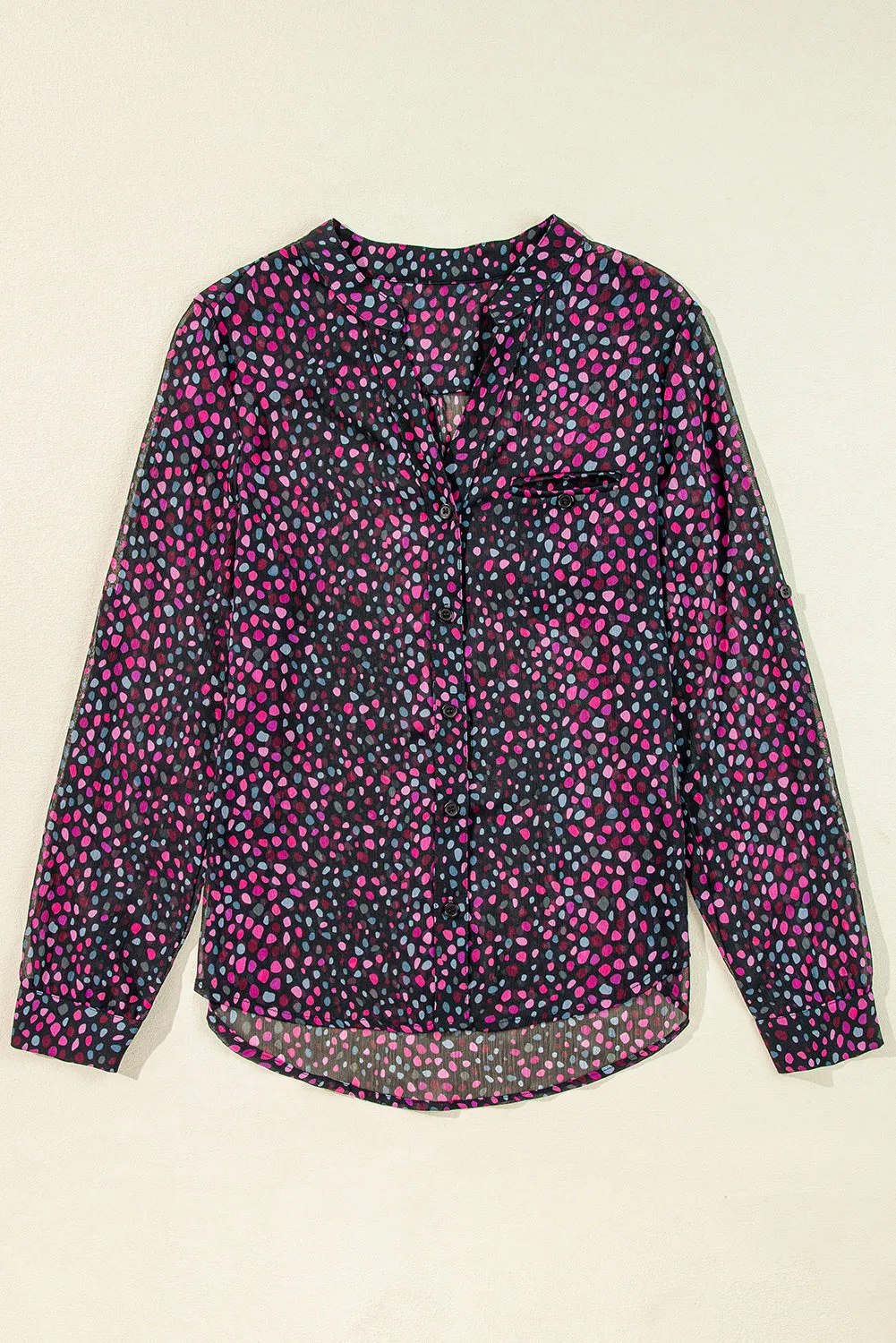 Polka Dot Buttoned Casual Shirt