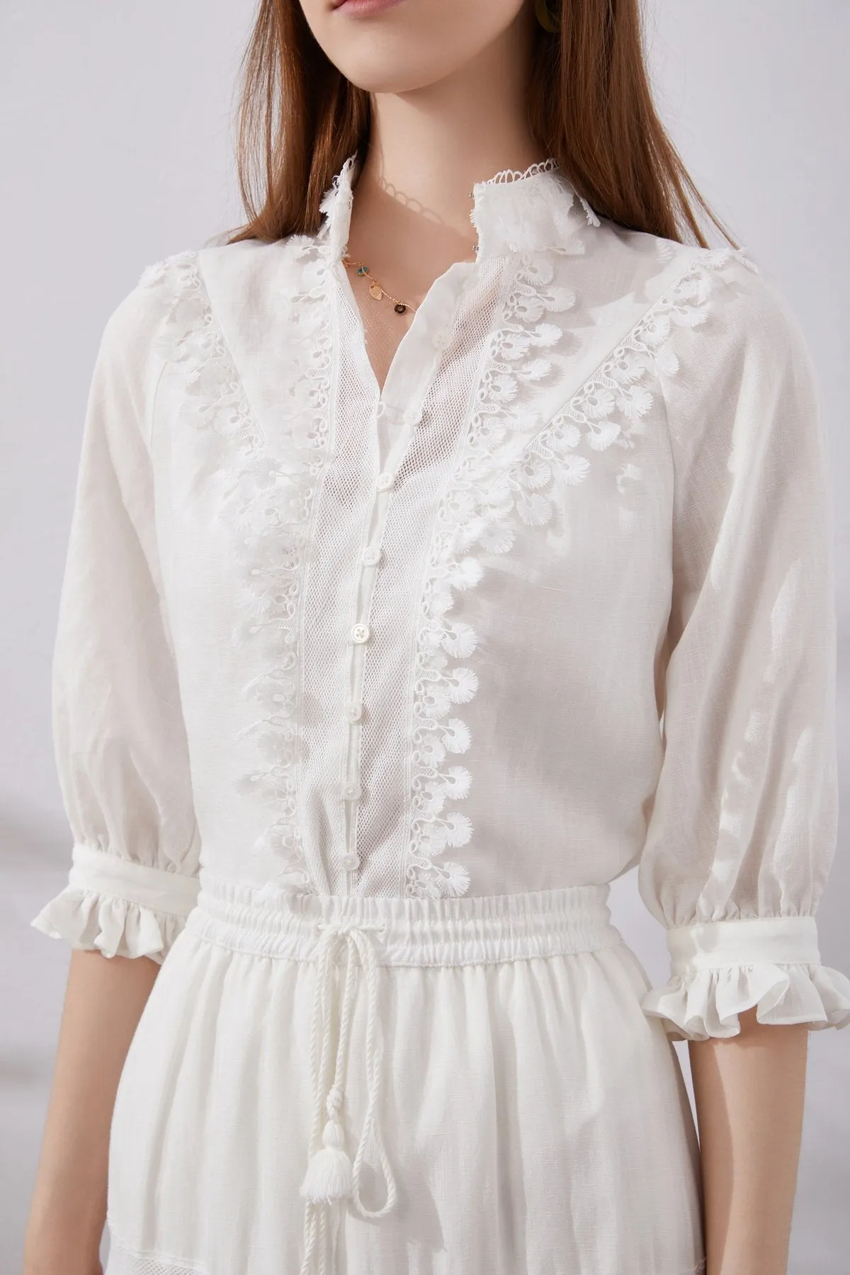 Polly Linen Top - White