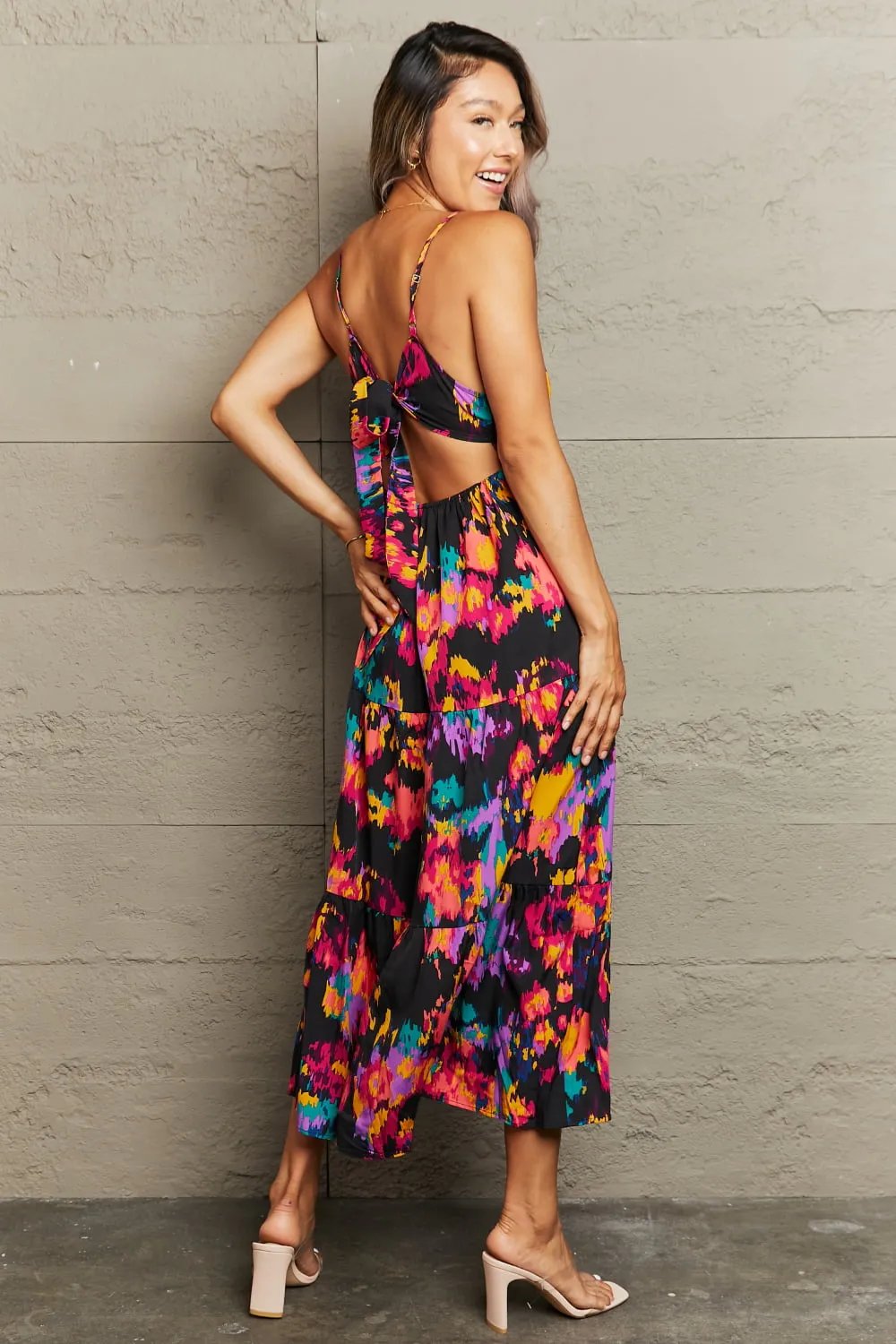PREORDER Cutout Spaghetti Strap Tiered Dress