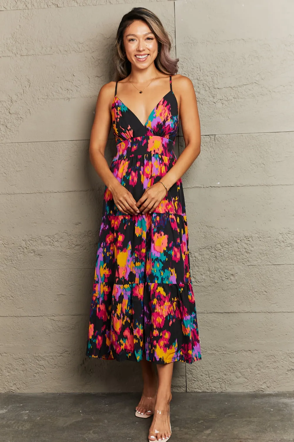 PREORDER Cutout Spaghetti Strap Tiered Dress