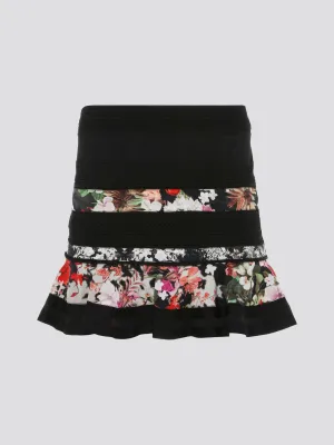 Print Panel Flared Mini Skirt