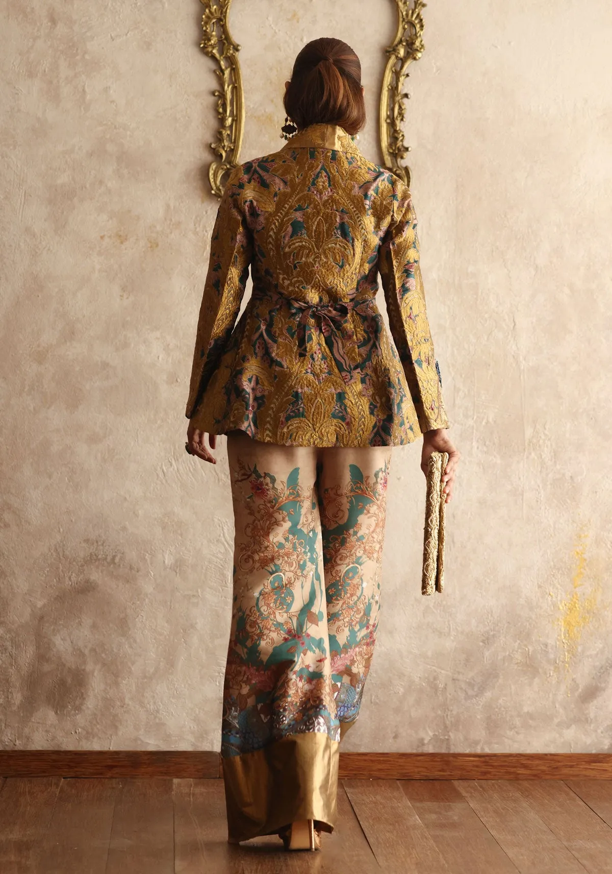 Printed Ottoman-Inspired Jacket with Bellbottom