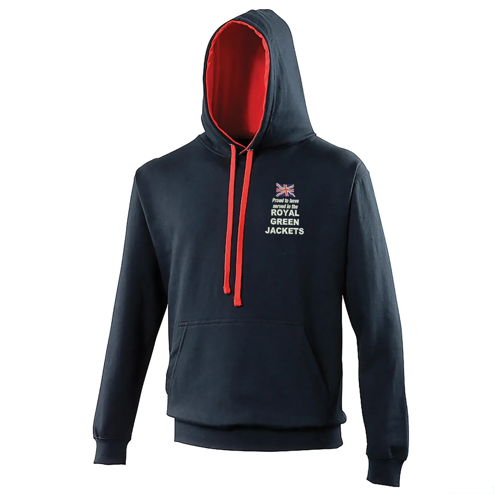 Proud to Have Served in The Royal Green Jackets Embroidered Contrast Hoodie