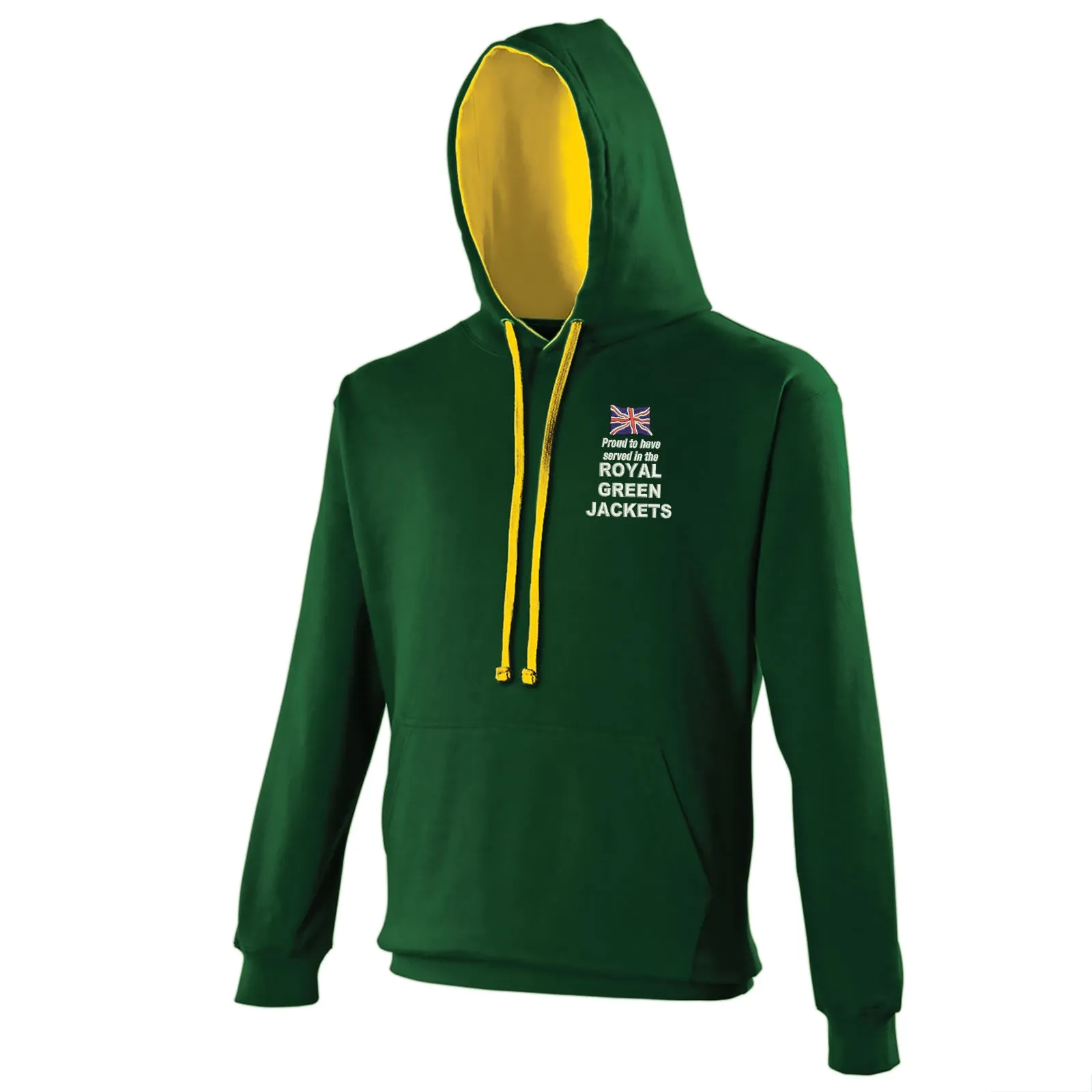 Proud to Have Served in The Royal Green Jackets Embroidered Contrast Hoodie