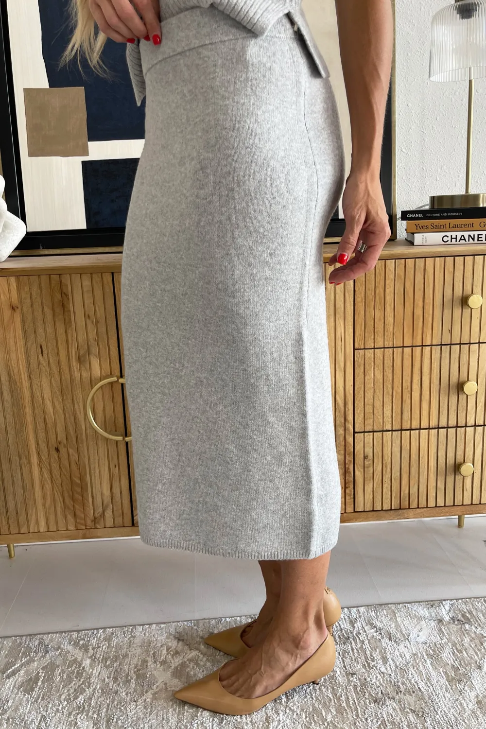 Pull On Midi Sweater Skirt Set