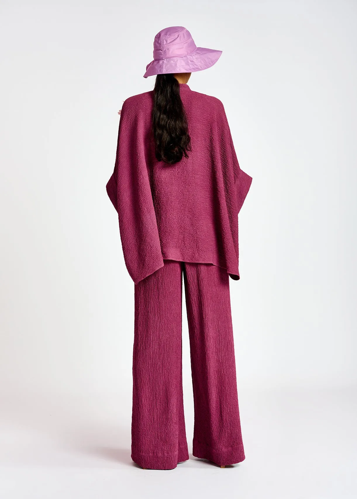 Purple boxy-cut seersucker shirt