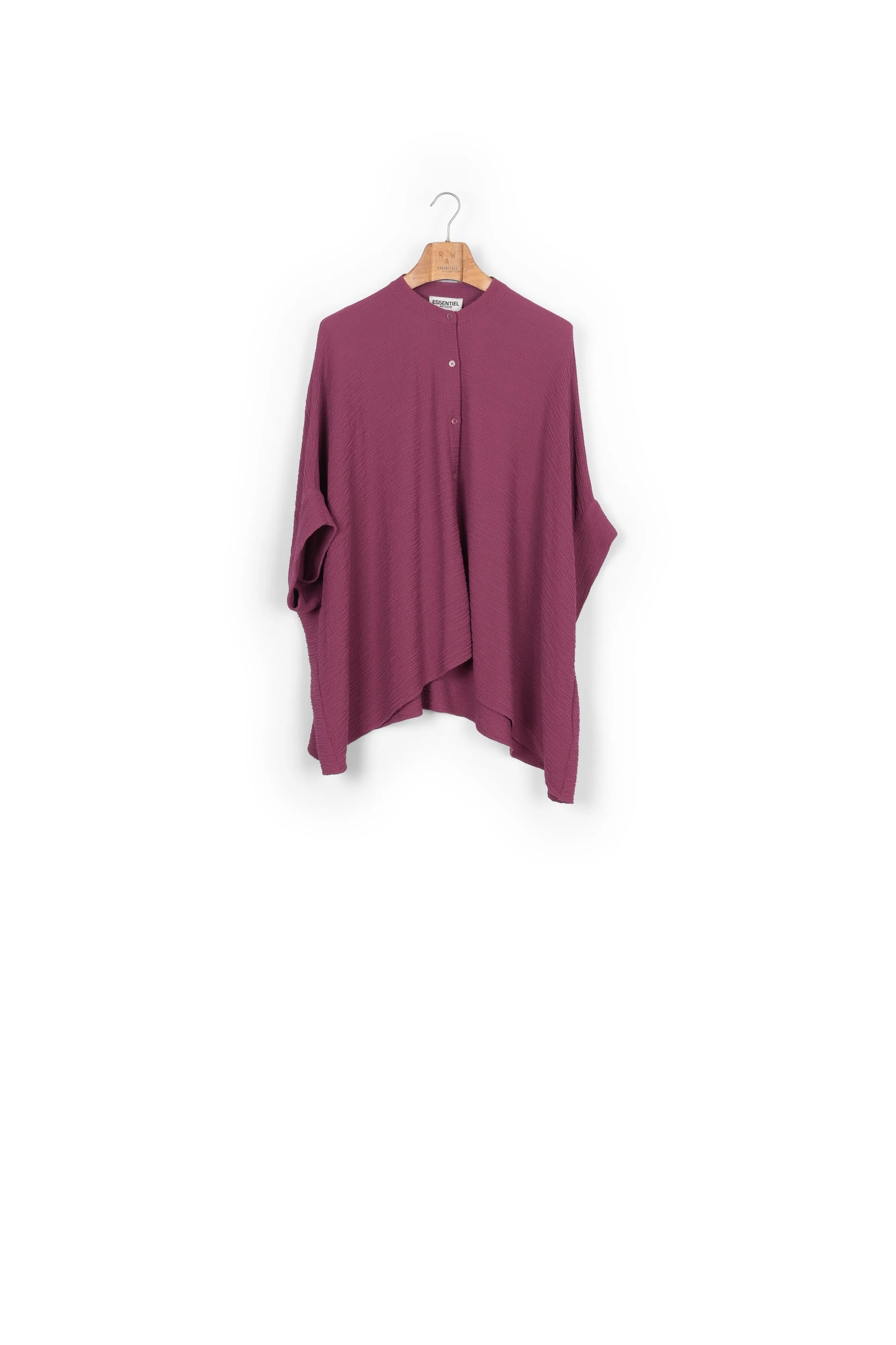 Purple boxy-cut seersucker shirt