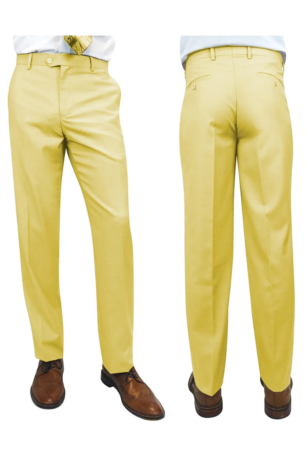 "Denali" Yellow Super 150's Wool Dress Pants