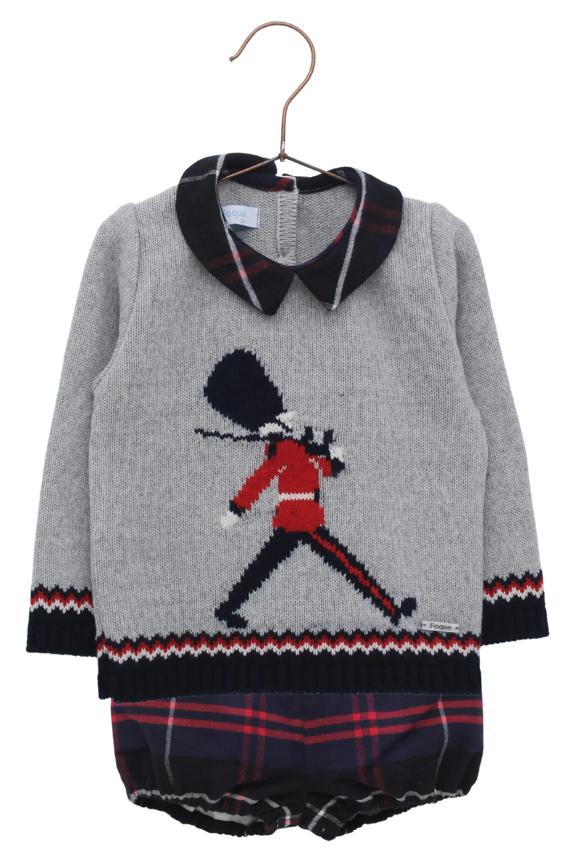 "Hugo" Grey Knit Queen's Guard Top & Tartan Jam Pants