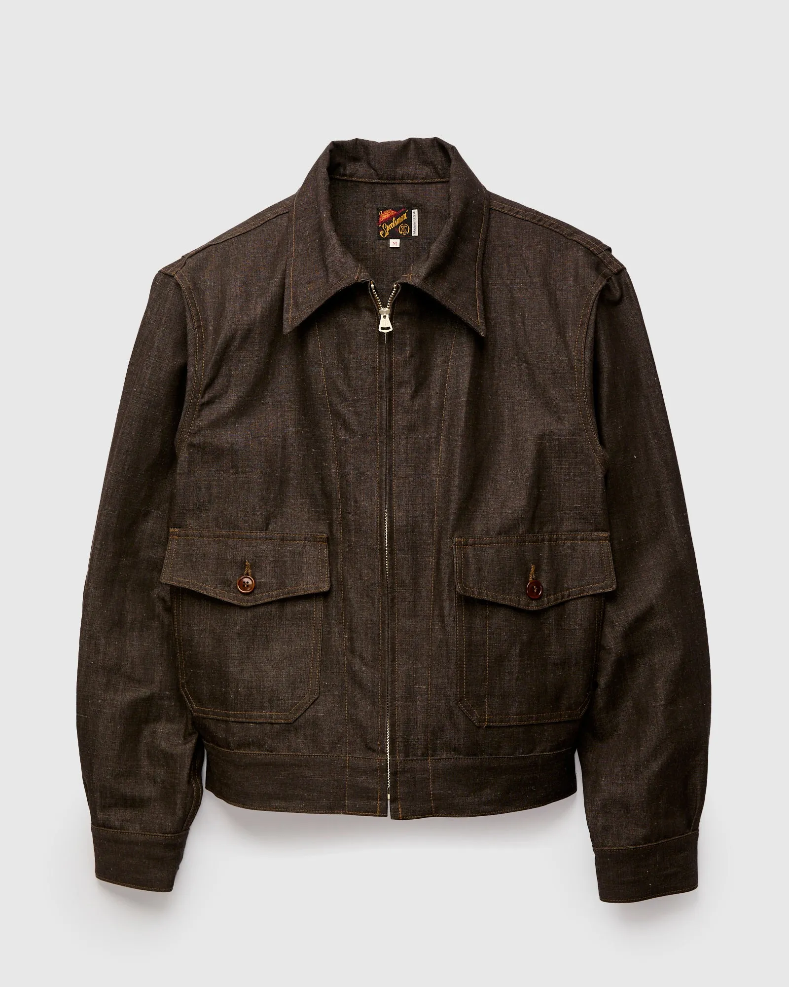 "Wildcat" Zip Jacket in 9oz Cacao Chambray