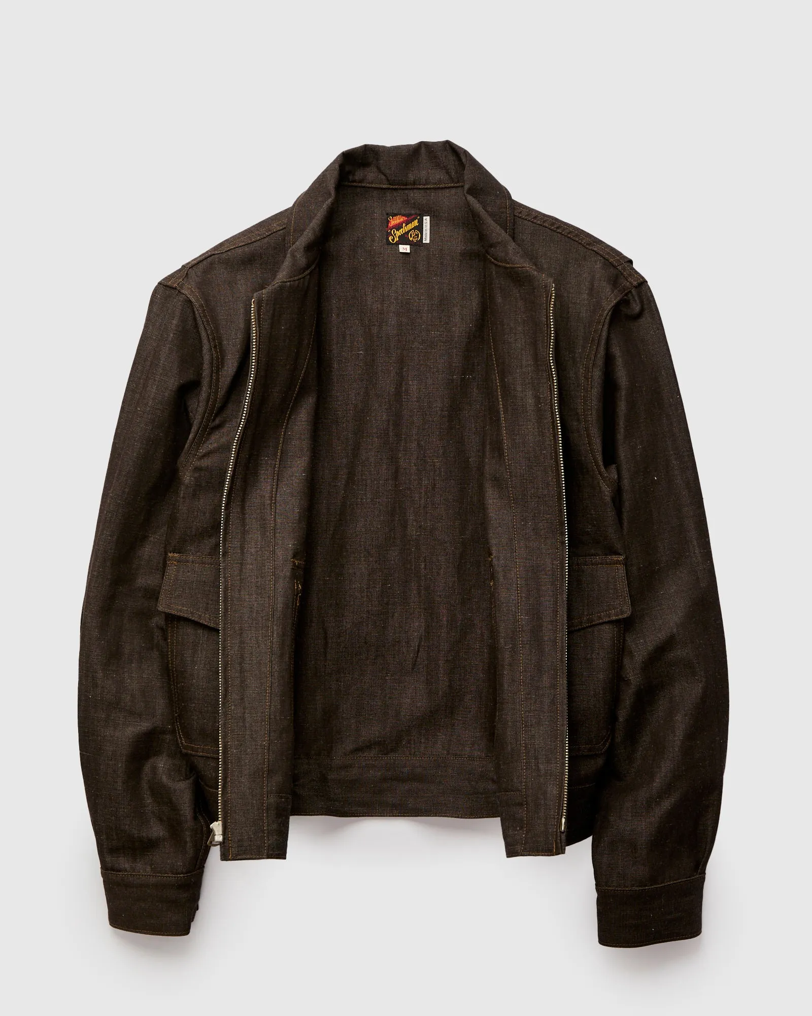 "Wildcat" Zip Jacket in 9oz Cacao Chambray