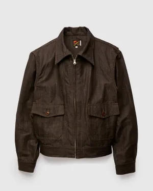 "Wildcat" Zip Jacket in 9oz Cacao Chambray