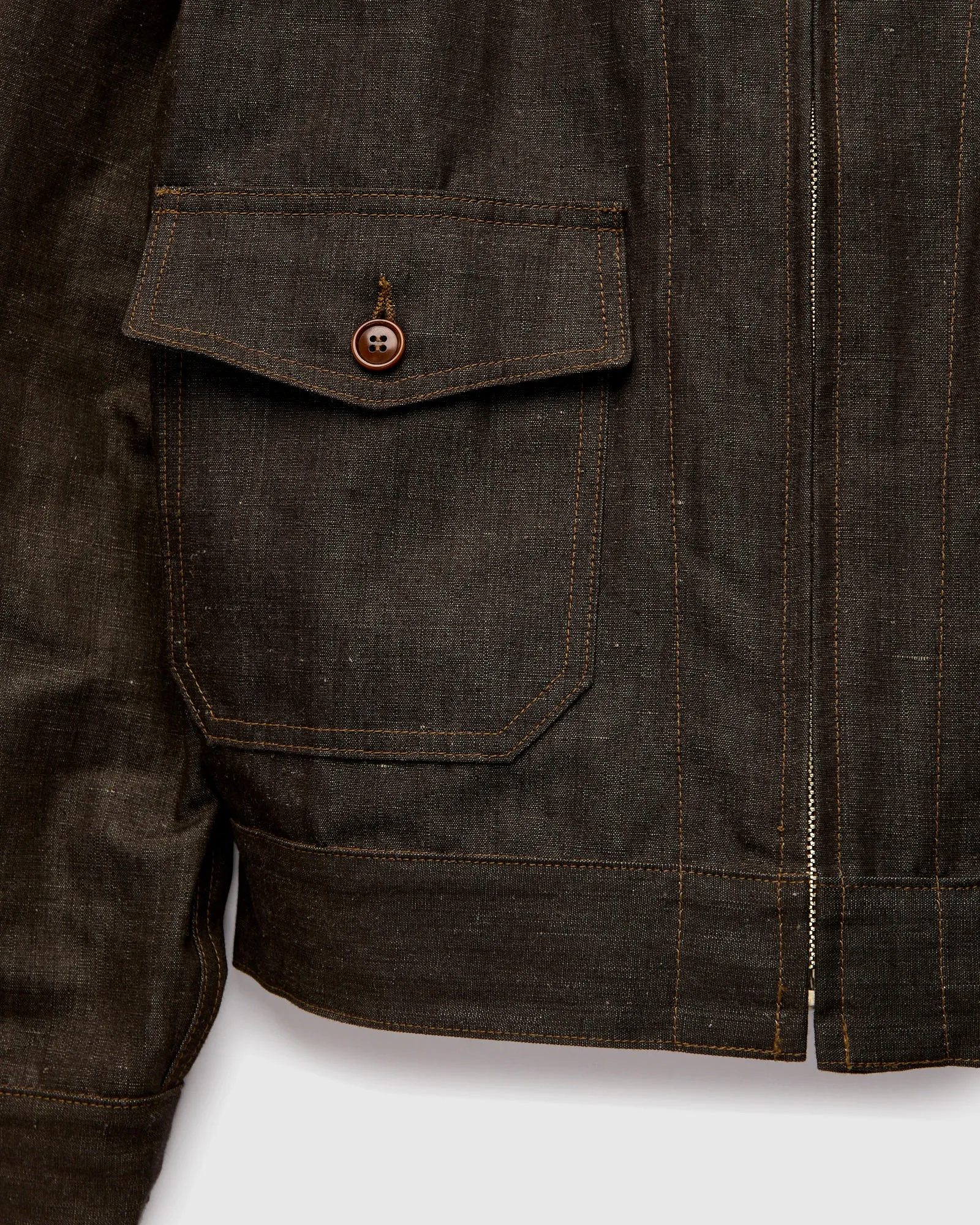 "Wildcat" Zip Jacket in 9oz Cacao Chambray