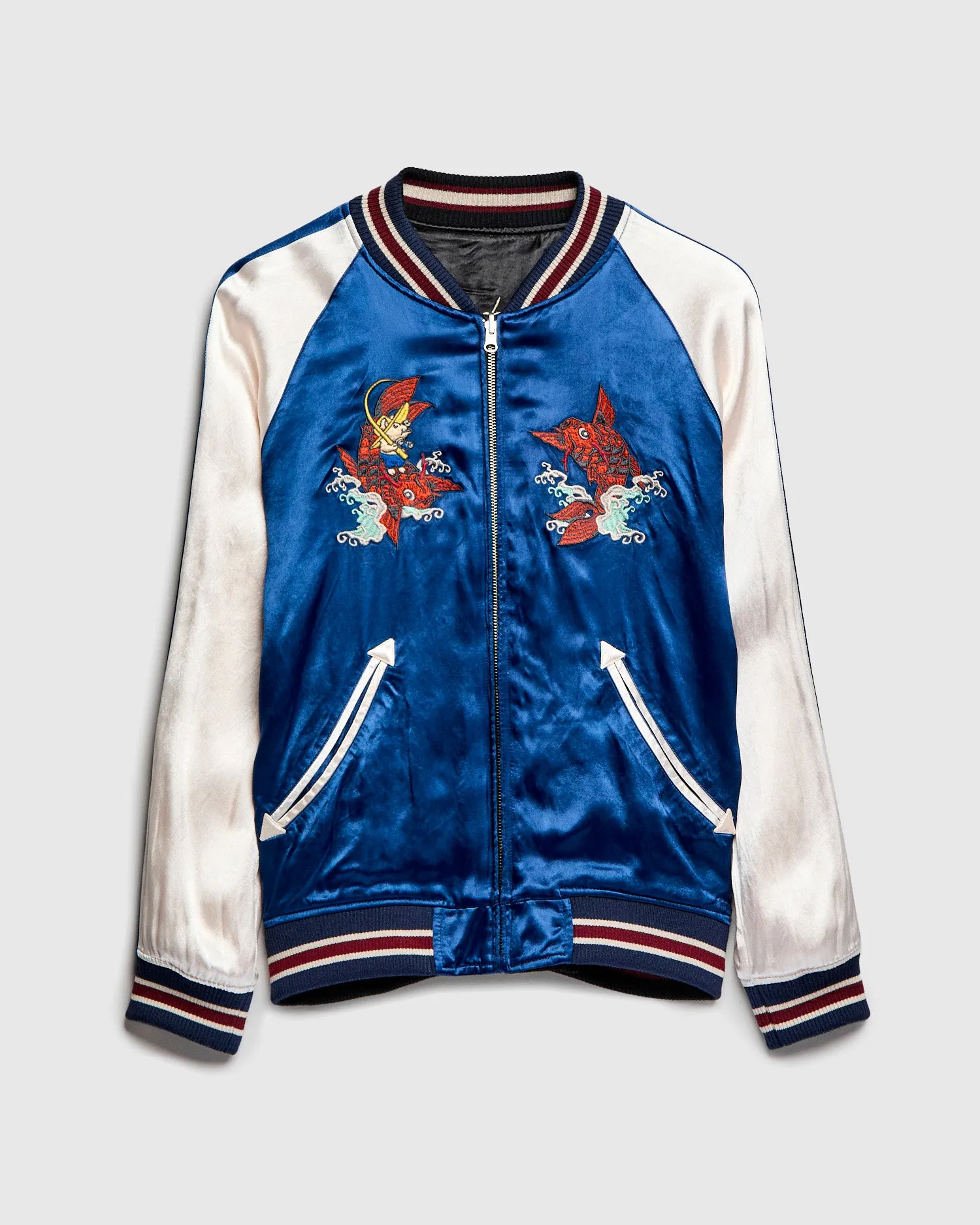"Yoshino" Reversible Sukajan Souvenir Jacket in Black/Blue