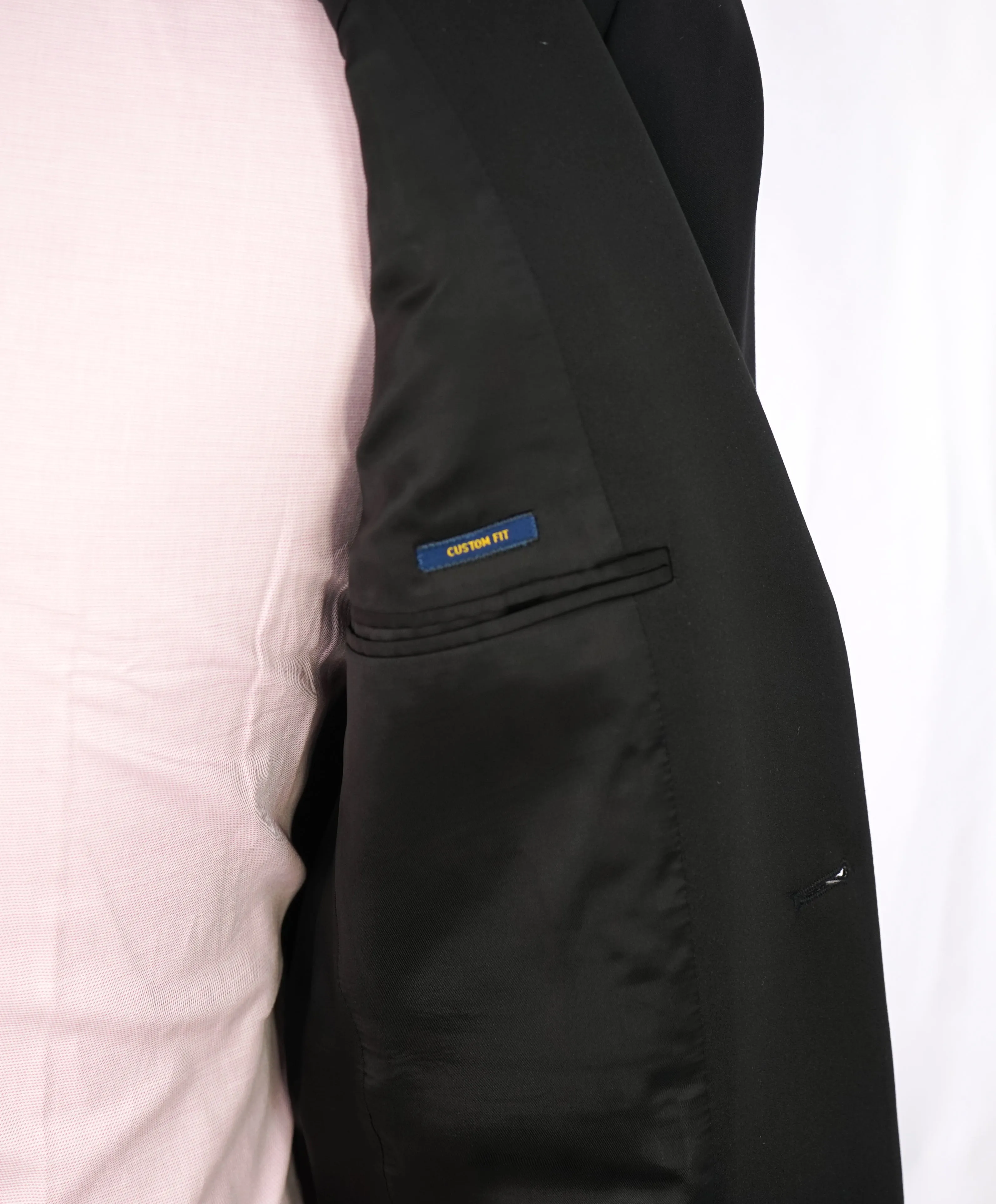 RALPH LAUREN BLUE LABEL "POLO" -  Black Tuxedo Suit With Side Tabs - 40R 28L