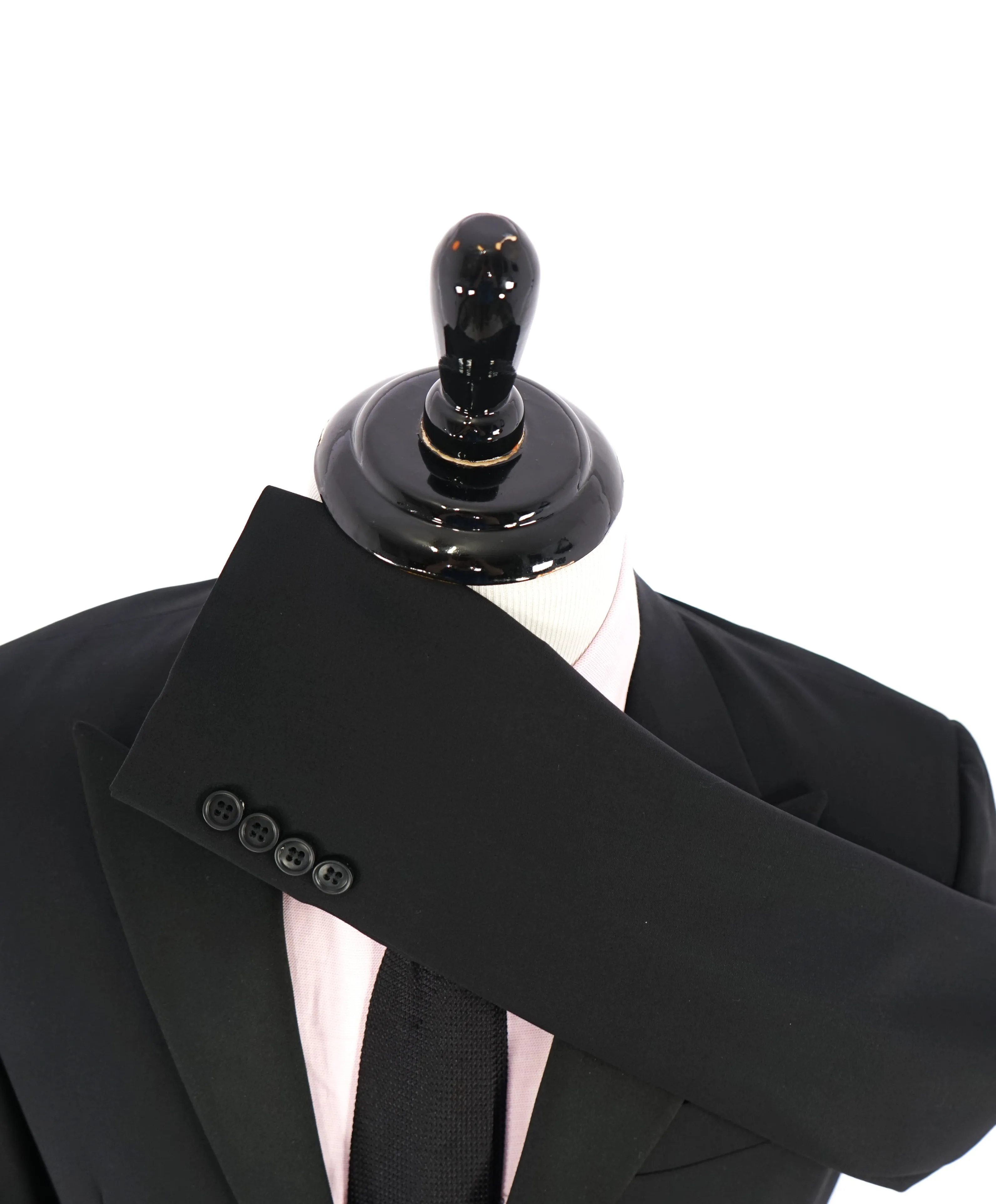 RALPH LAUREN BLUE LABEL "POLO" -  Black Tuxedo Suit With Side Tabs - 40R 28L