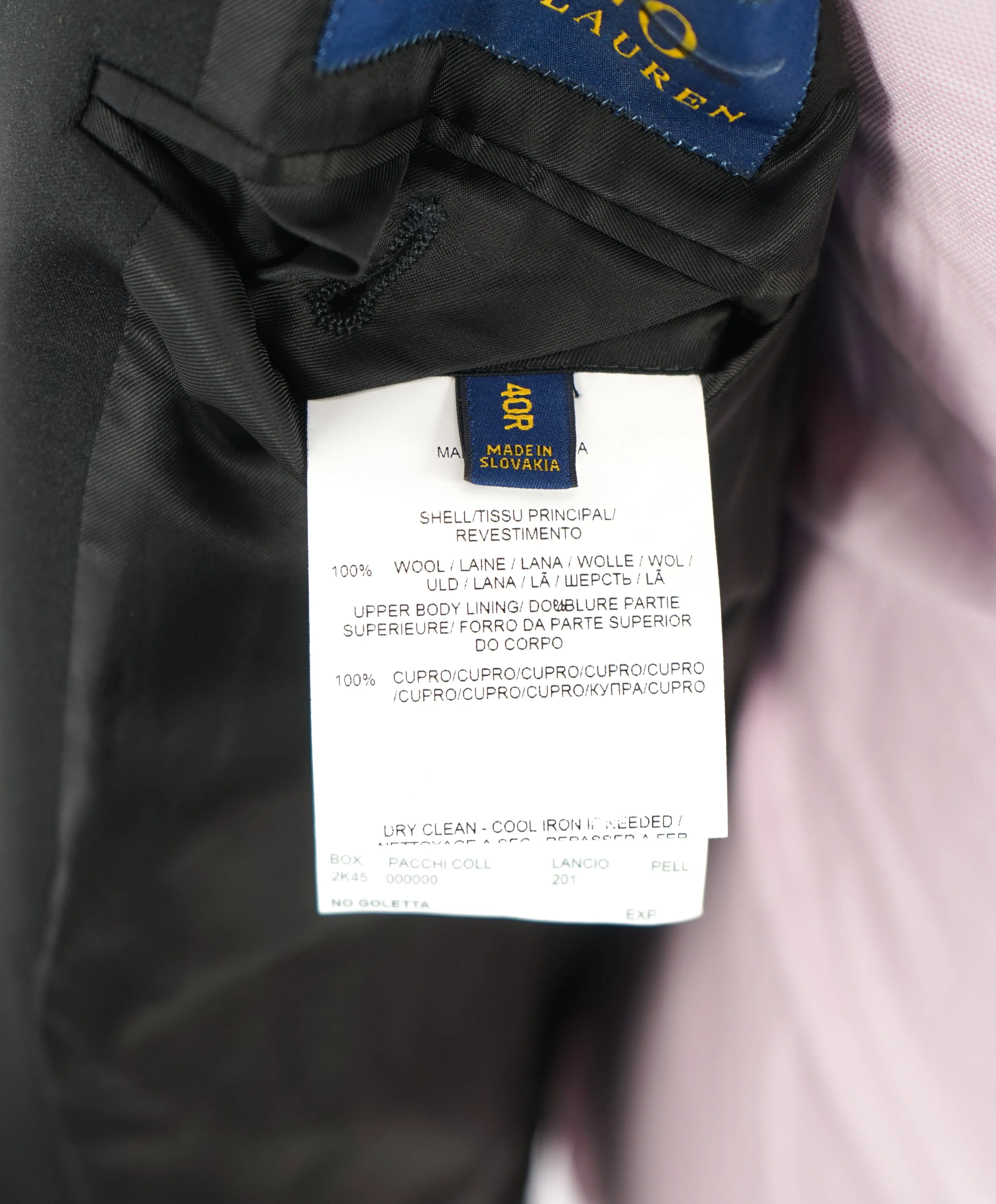 RALPH LAUREN BLUE LABEL "POLO" -  Black Tuxedo Suit With Side Tabs - 40R 28L