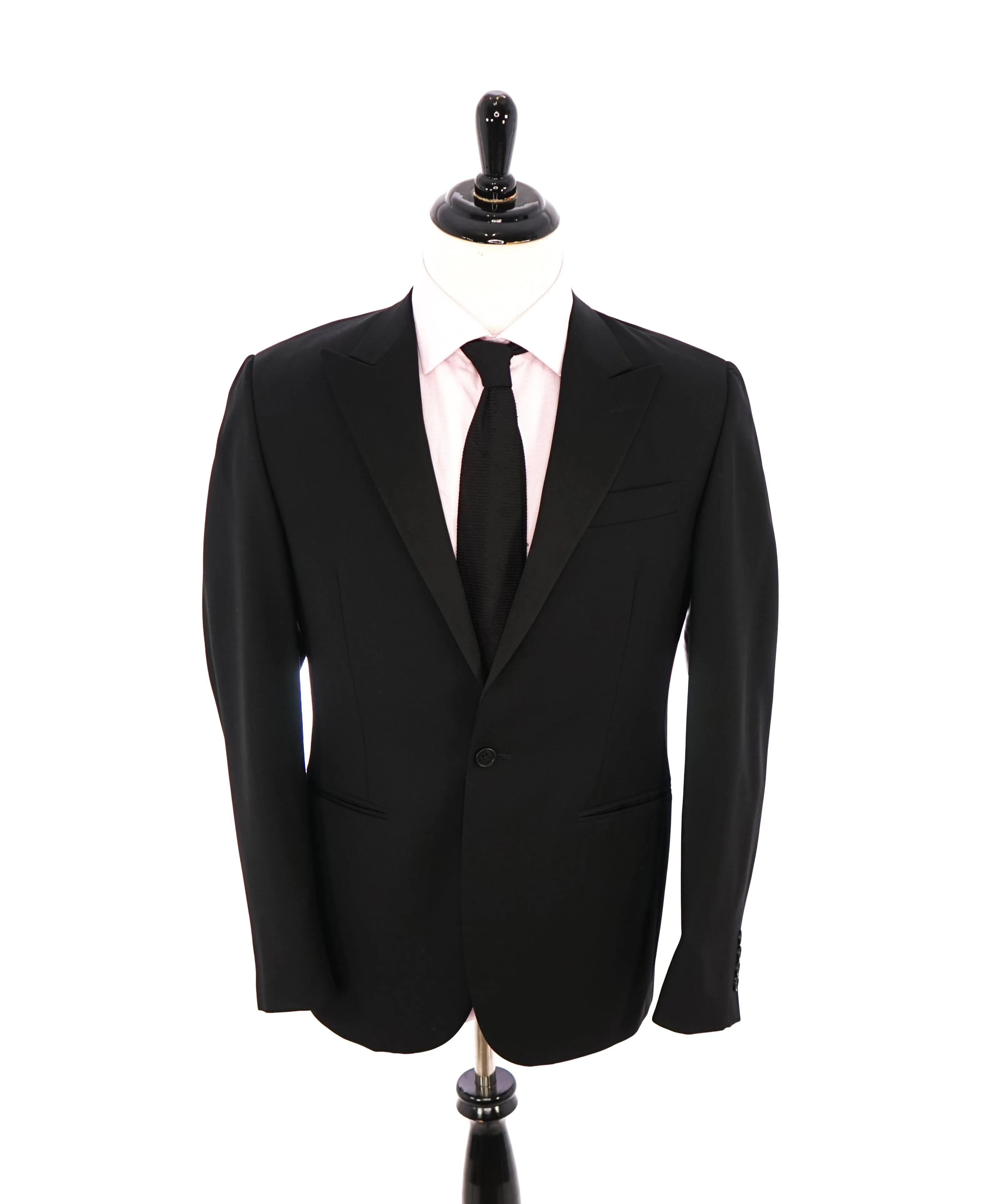RALPH LAUREN BLUE LABEL "POLO" -  Black Tuxedo Suit With Side Tabs - 40R 28L