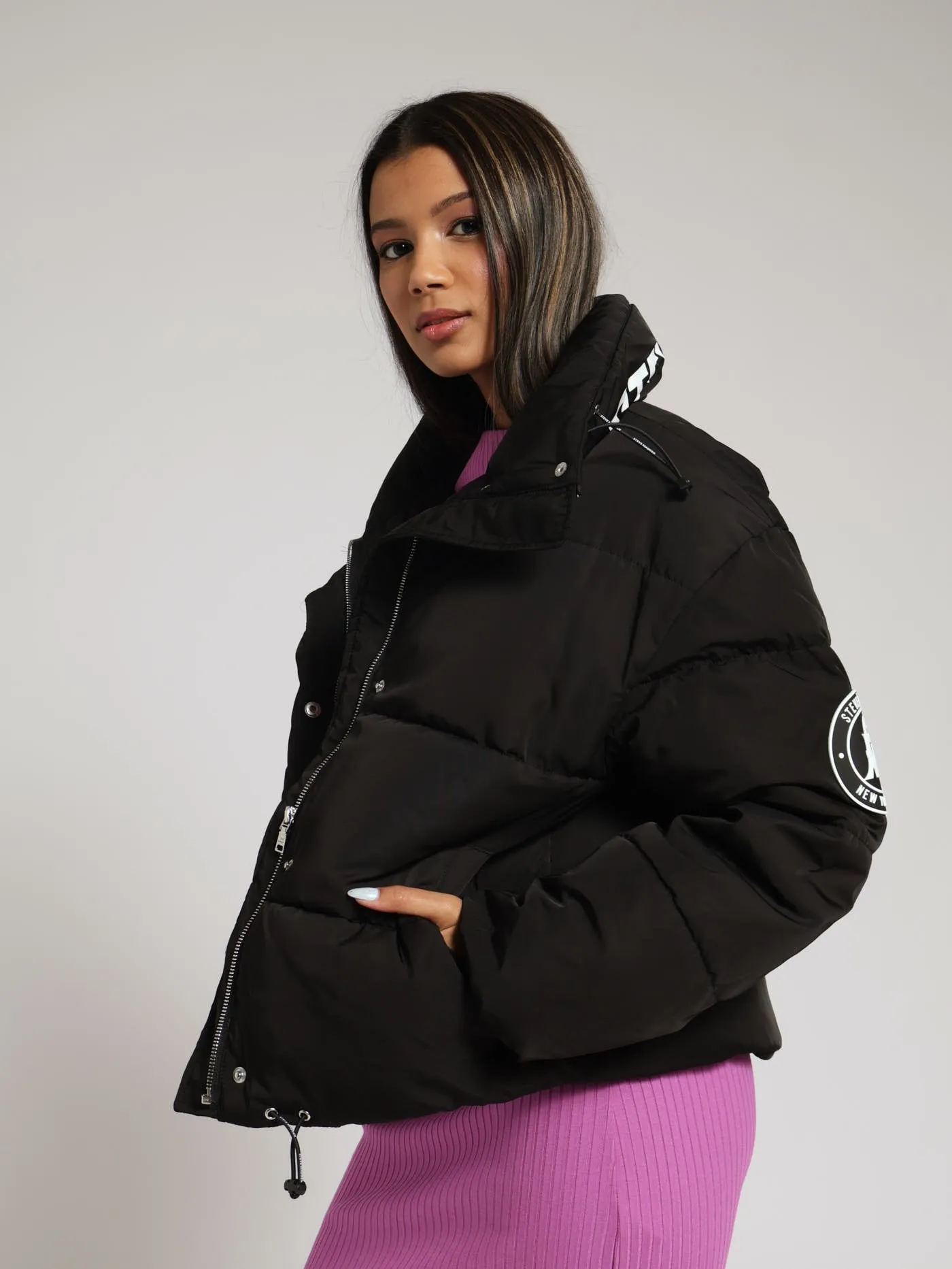Remi Cropped Puffer Jacket - Black