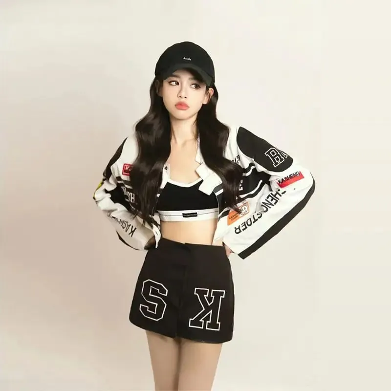 Removable Cropped Varsity Jacket for Y2K Streetwear Style