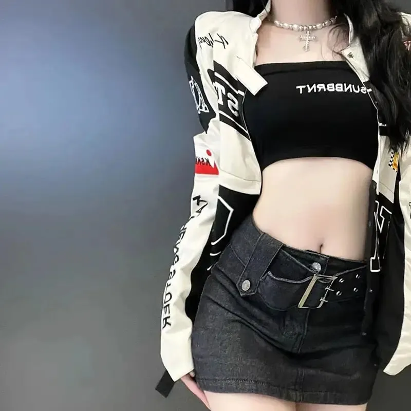 Removable Cropped Varsity Jacket for Y2K Streetwear Style