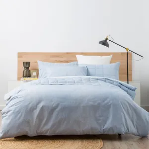 Renee Taylor Chambray Washed Cotton Quilt cover Set - French Blue