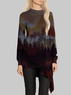 Retro Forest Crew Neck Long Sleeve Top
